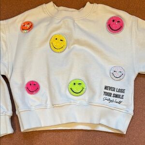 Zara - Kids White Sweatshirt with Colorful Smiley Faces